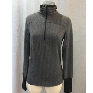 Mondetta Gray Herringbone Half Zip Pullover Fleece Top M